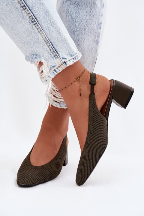 Material Women's High Heel Sandals Dark Green Marcelle