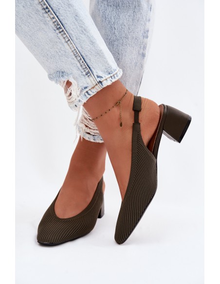 Material Women's High Heel Sandals Dark Green Marcelle