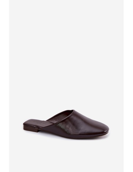 Women's Mules Made of Faux Leather Flat Chocolate Romelle