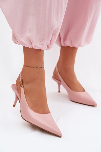 Women's Faux Leather Sandals With Heel Pink Jelissey