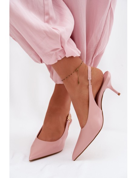 Women's Faux Leather Sandals With Heel Pink Jelissey