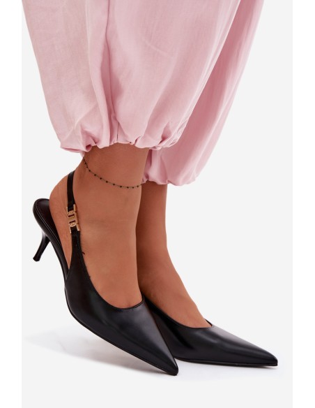 Women's Faux Leather Sandals with Heel Black Jelissey