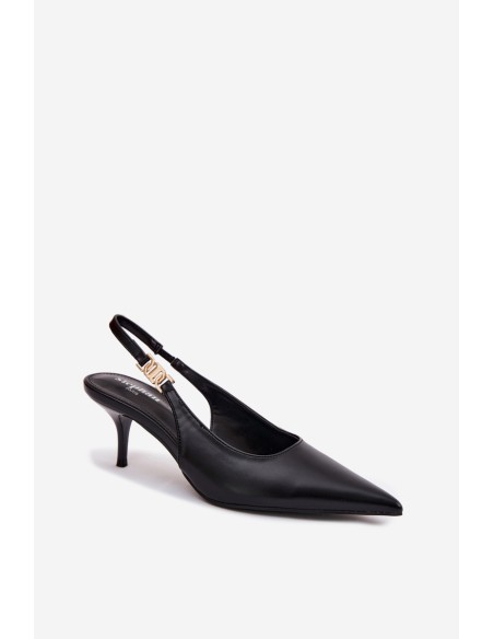 Women's Faux Leather Sandals with Heel Black Jelissey