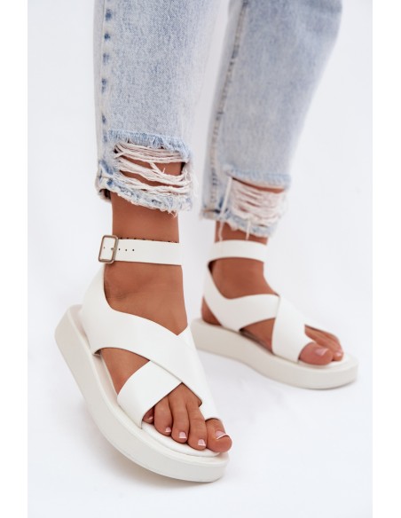 Eco Leather Sandals With Platform White Zella