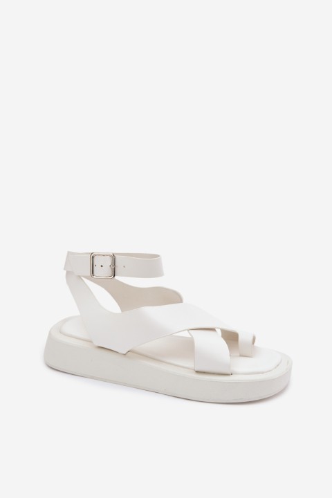 Eco Leather Sandals With Platform White Zella