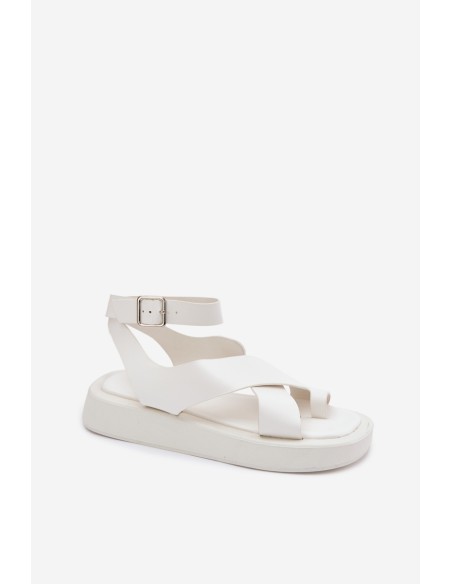 Eco Leather Sandals With Platform White Zella