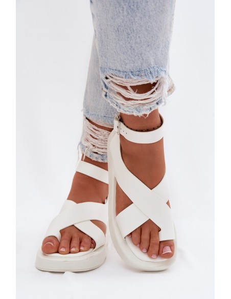Eco Leather Sandals With Platform White Zella