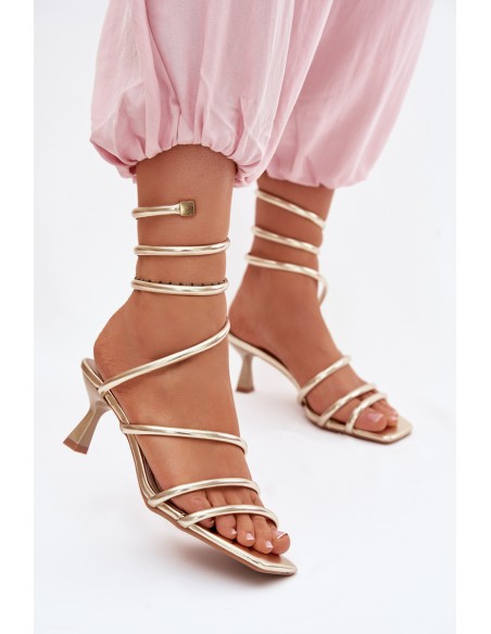 Women's Heeled Sandals With Straps Golden Samara