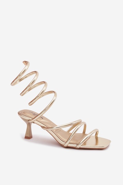 Women's Heeled Sandals With Straps Golden Samara 2