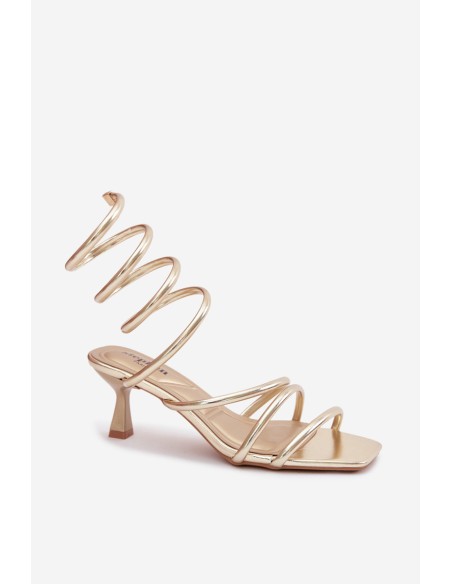 Women's Heeled Sandals With Straps Golden Samara