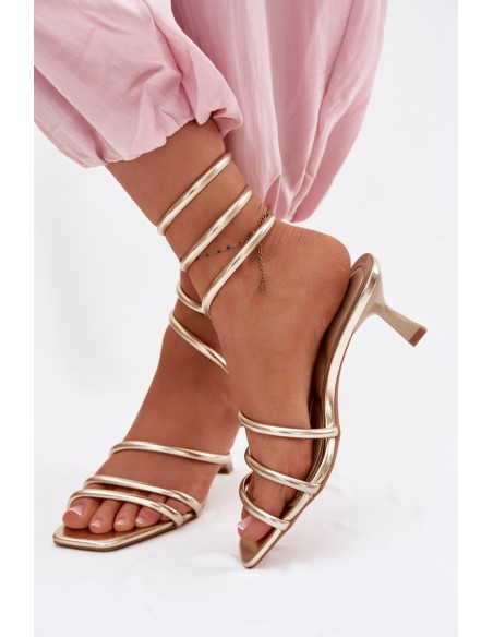 Women's Heeled Sandals With Straps Golden Samara