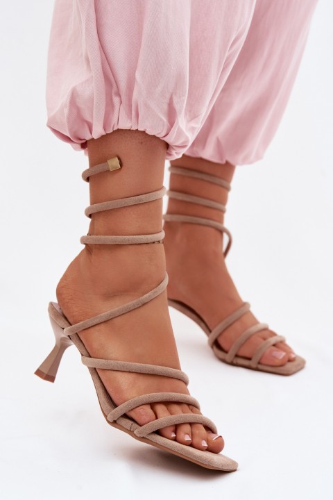 Women's High Heel Sandals With Straps Beige Samara