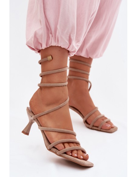 Women's High Heel Sandals With Straps Beige Samara