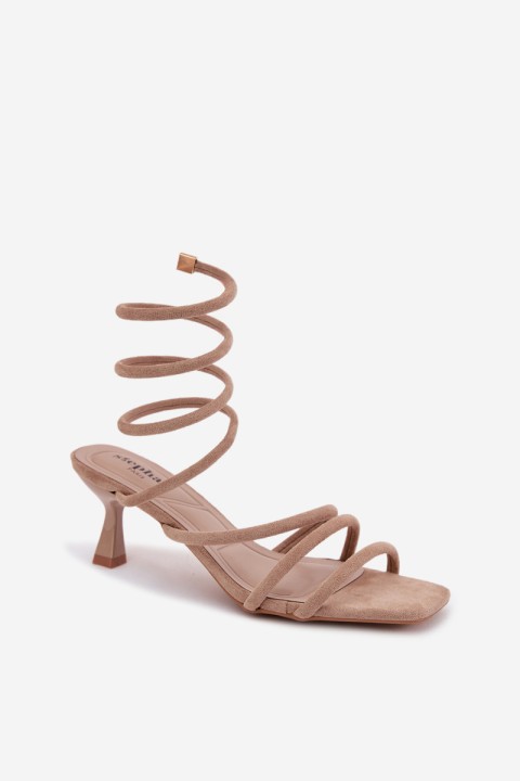 Women's High Heel Sandals With Straps Beige Samara