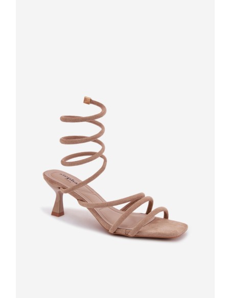Women's High Heel Sandals With Straps Beige Samara