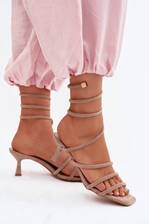 Women's High Heel Sandals With Straps Beige Samara