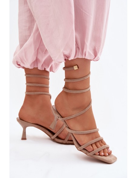 Women's High Heel Sandals With Straps Beige Samara