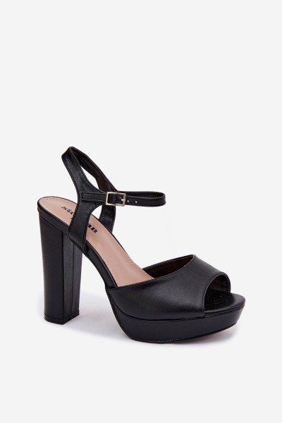 Women's High Heel Block Sandals Black Nelissey 2