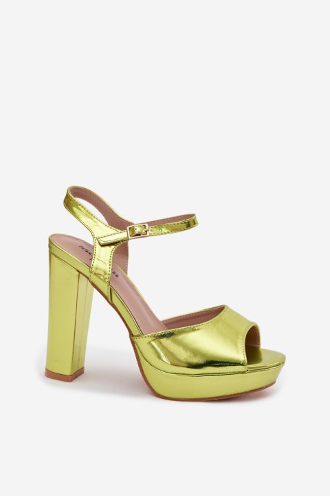 Women's High Heel Block Sandals Neon Green Nelissey
