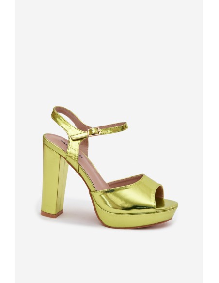 Women's High Heel Block Sandals Neon Green Nelissey