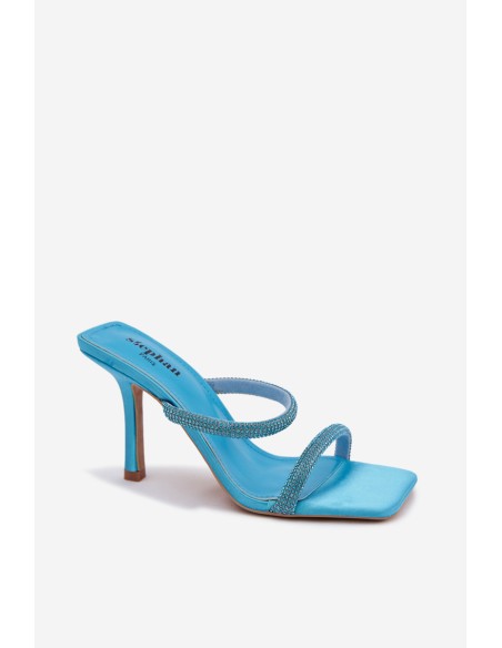 Women's High Heel Sandals Embellished With Crystals Blue Vittoria