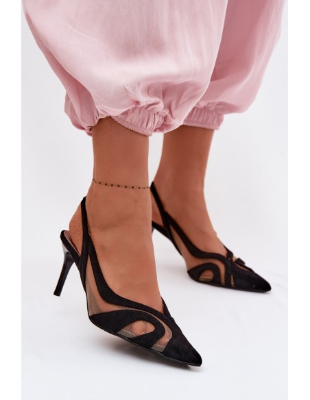 Women's Mesh Sandals With Stiletto Black Cornelia