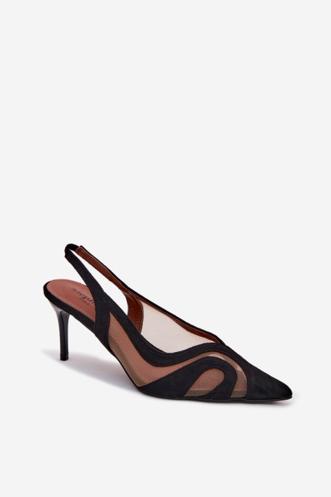 Women's Mesh Sandals With Stiletto Black Cornelia