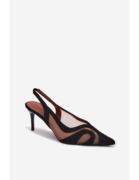 Women's Mesh Sandals With Stiletto Black Cornelia