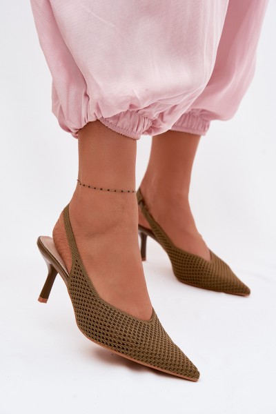 Women's Mesh Material Sandals With Heel Green Emiliana