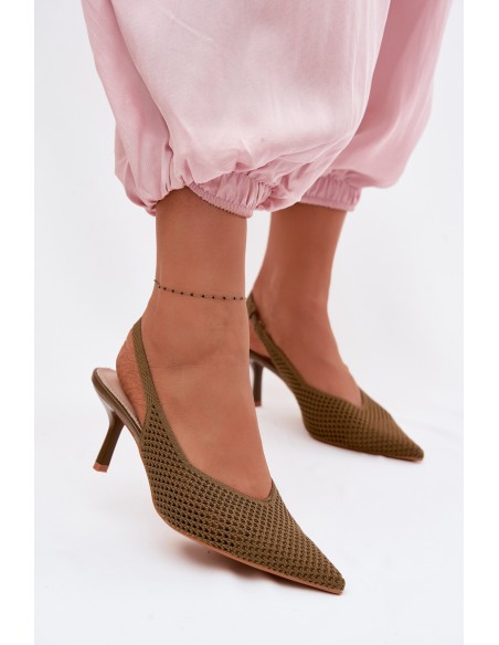 Women's Mesh Material Sandals With Heel Green Emiliana