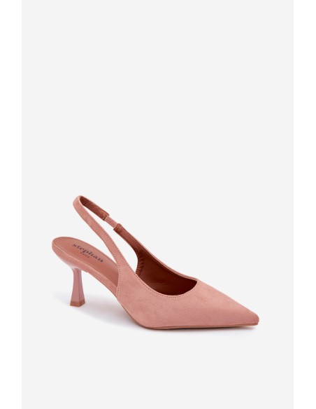 Women's Heeled Sandals Made of Faux Suede Pink Saria