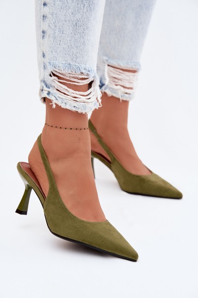 Women's High Heel Sandals Green Faux Suede Saria
