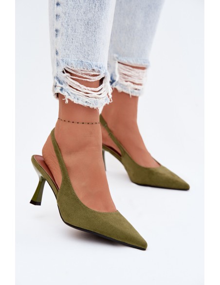 Women's High Heel Sandals Green Faux Suede Saria