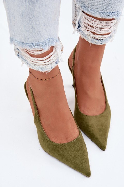 Women's High Heel Sandals Green Faux Suede Saria