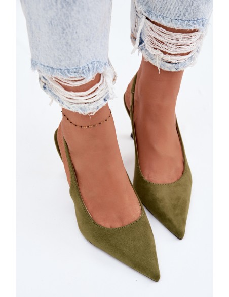 Women's High Heel Sandals Green Faux Suede Saria