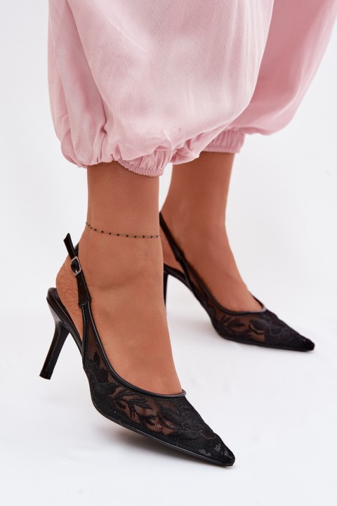 Lace Mesh High Heel Black Mavia