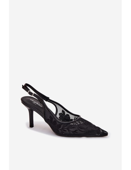 Lace Mesh High Heel Black Mavia