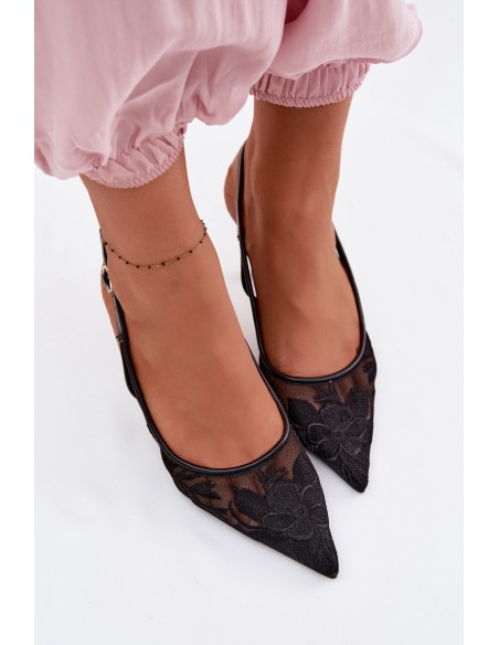 Lace Mesh High Heel Black Mavia