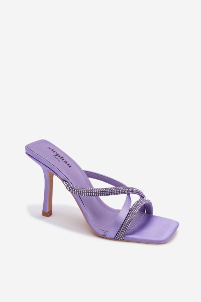 Women's High Heel Sandals With Straps And Rhinestones Purple Karima 2
