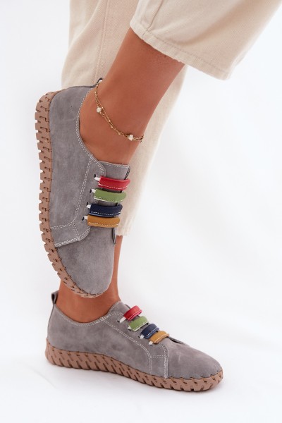 Leather Suede Women's Shoes Vinceza 95377 Gray 2