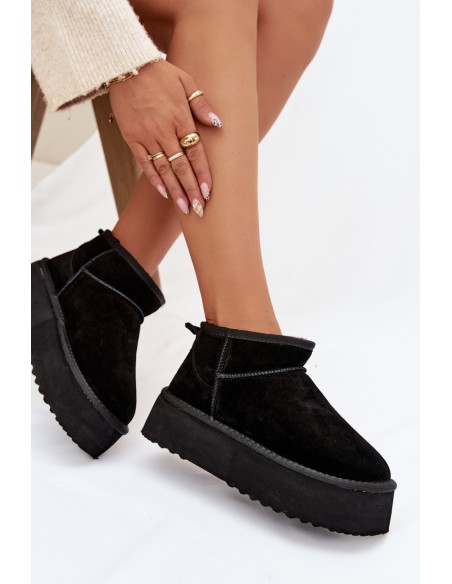 Women's Snow Boots Made of Natural Suede Black Mairene