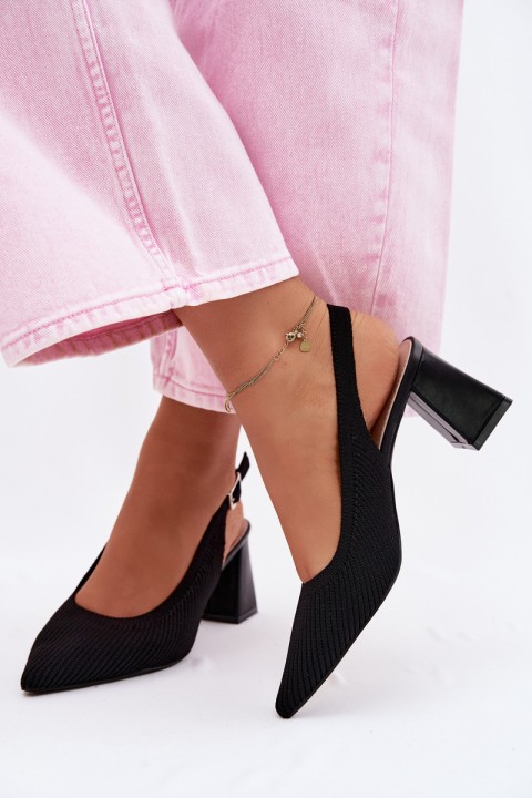 Material Sandals with Heel Black Elissea