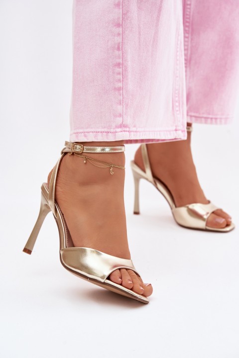 Women's High Heel Sandals With Imitation Leather Gold Olissey