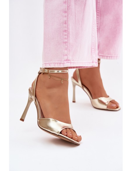 Women's High Heel Sandals With Imitation Leather Gold Olissey