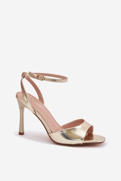 Women's High Heel Sandals With Imitation Leather Gold Olissey 2
