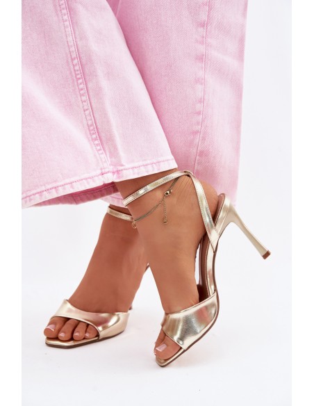 Women's High Heel Sandals With Imitation Leather Gold Olissey