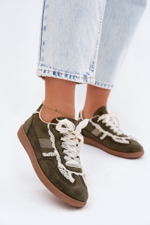 Women's Sneakers With Lace Green Ilrene