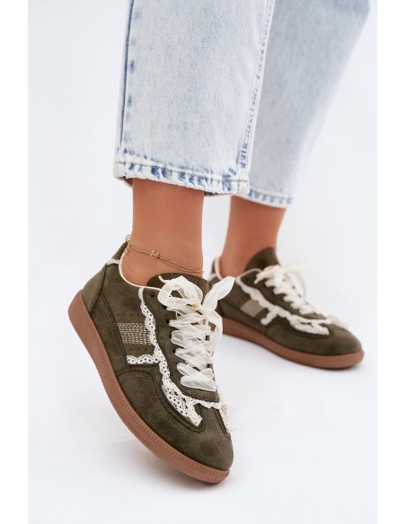 Women's Sneakers With Lace Green Ilrene