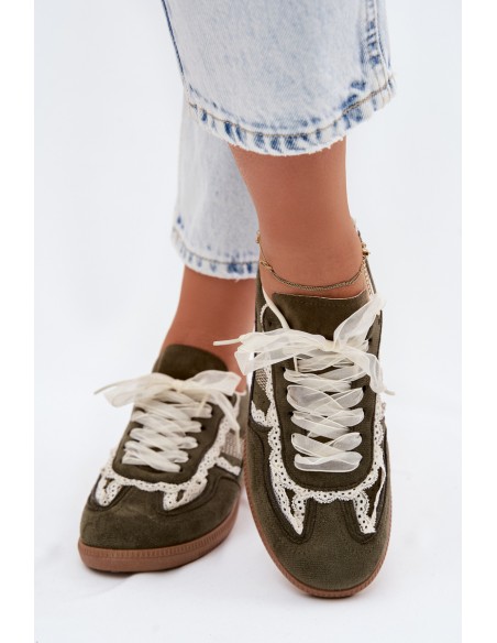 Women's Sneakers With Lace Green Ilrene