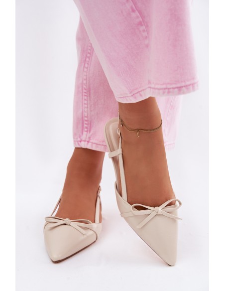 Women's Faux Leather Sandals Low Heel Light Beige Jelmera